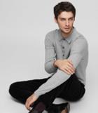 Reiss Cheviot - Wool And Cashmere Polo Shirt In Grey, Mens, Size S