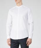 Reiss Kuniz - Grandad Collar Shirt In White, Mens, Size S
