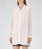 Reiss Santana - Womens Plisse-detail Shirt In Ballet Pink, Size 6