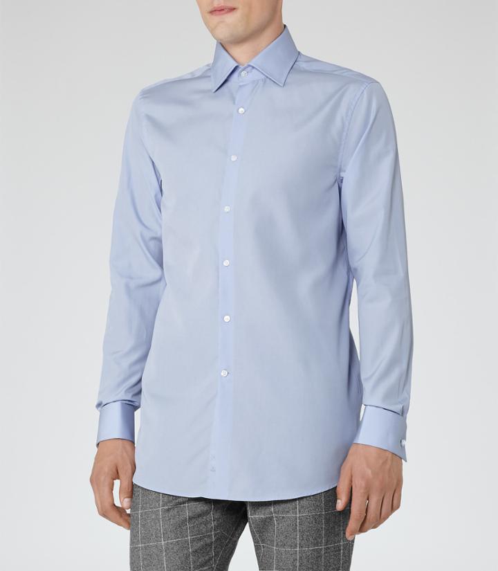 Reiss Blaine - Mens Double Cuff Shirt In Blue, Size S