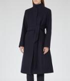 Reiss Elias - Womens Collarless Coat In Blue, Size 4