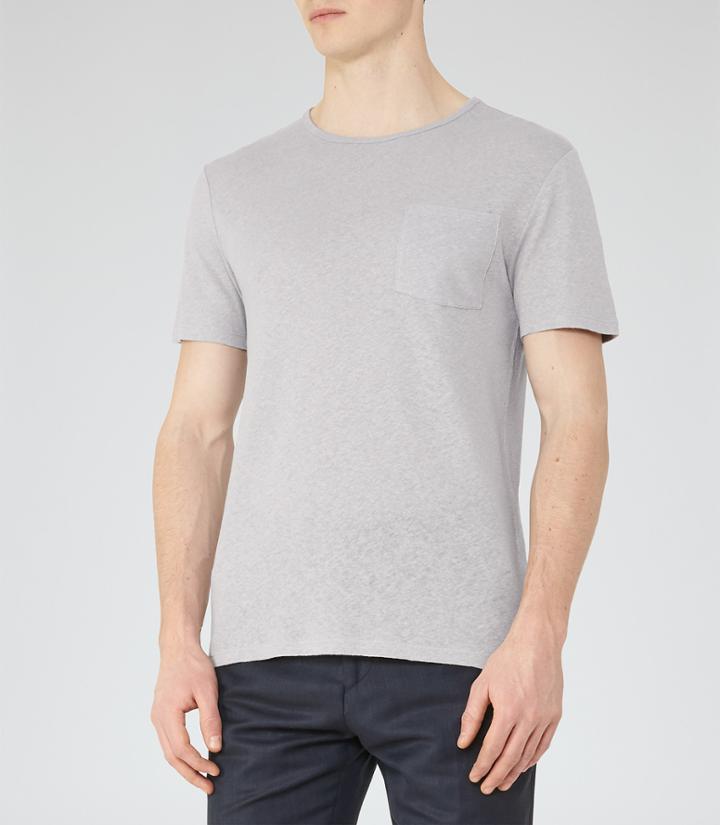 Reiss Bernie - Mens Cotton And Linen T-shirt In Brown, Size Xs