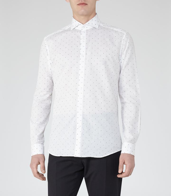 Reiss Montebello - Mens Tonal Dot Shirt In Blue, Size S