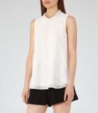 Reiss Macau - Ruffle-front Top In White, Womens, Size 0