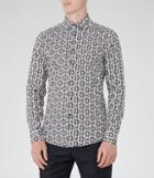 Reiss Merci - Geometric Print Shirt In Blue, Mens, Size Xs