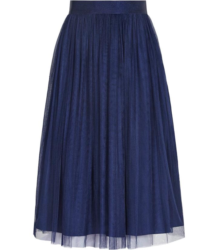 Reiss Crystal - Womens Tulle Midi Skirt In Blue, Size 4