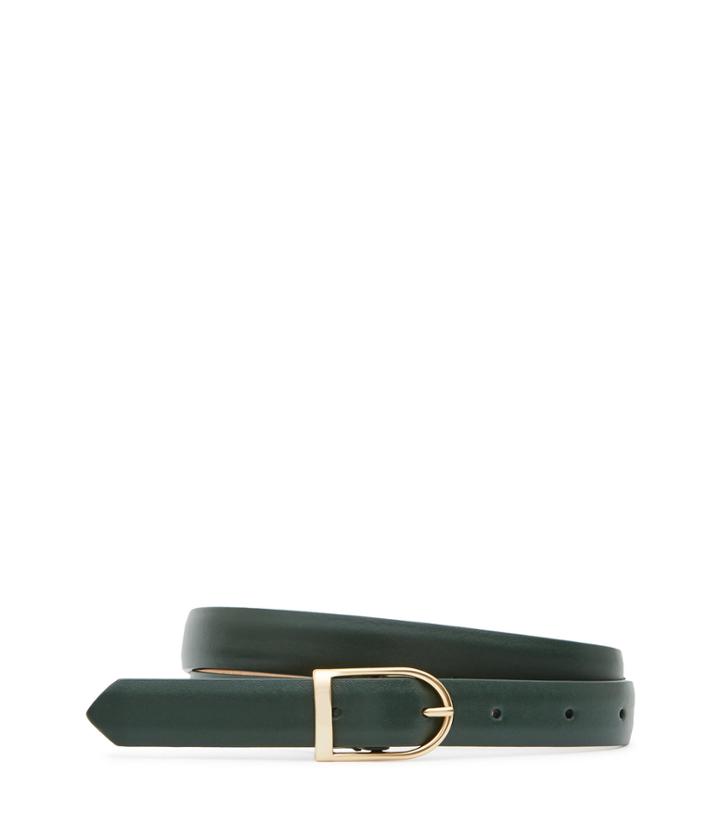 Reiss Sullivan - Womens Slim Leather Belt In Green, Size Xs