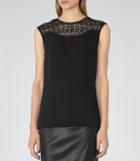 Reiss Elcho - Womens Crochet-detail Top In Black, Size 4