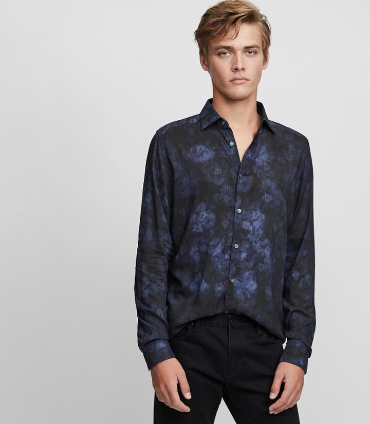 Reiss Delmar - Faded Print Shirt In Blue, Mens, Size Xs