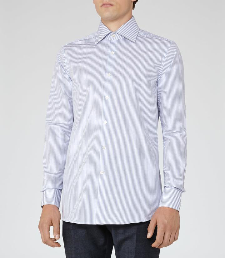 Reiss Saffron - Mens Contrast Stripe Shirt In Blue, Size S