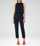 Reiss Flavia - Womens Double-layer Jumpsuit In Blue, Size 4