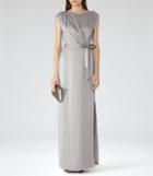 Reiss Hera - Womens Belted Gown In Grey, Size 4