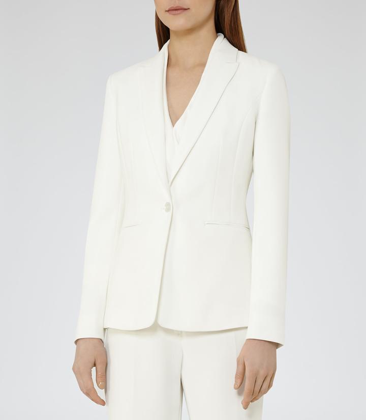 Reiss Myla Jacket - Single-breasted Blazer In White, Womens, Size 0