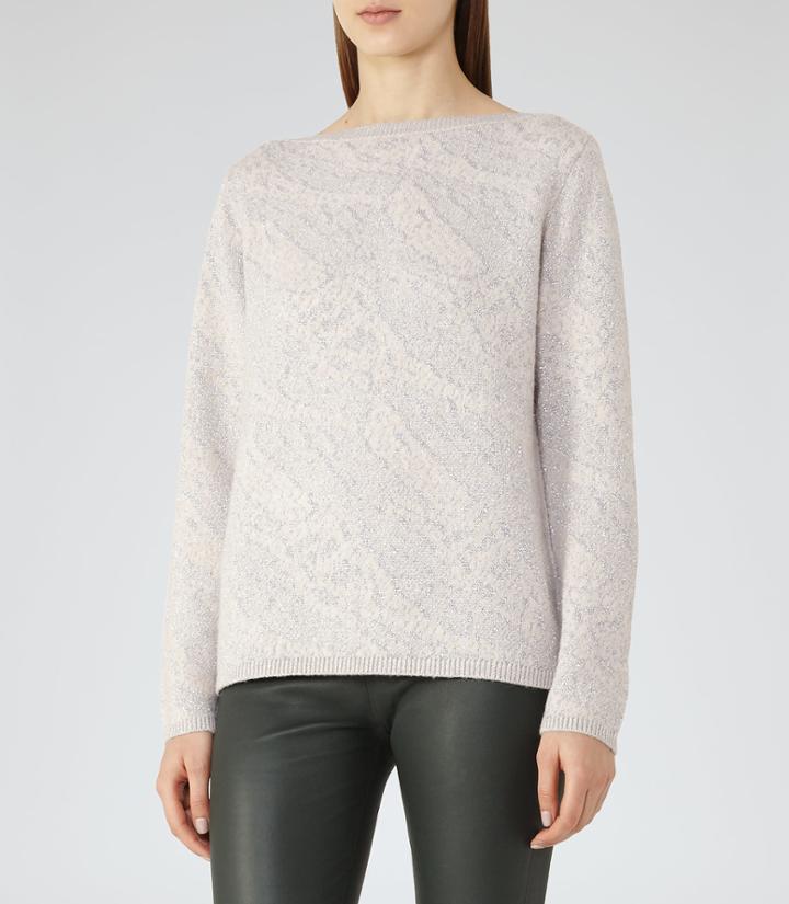 Reiss Wesley - Womens Jacquard Jumper In Brown, Size Xs