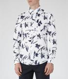 Reiss Bilby - Mens Painterly Print Shirt In White, Size Xs