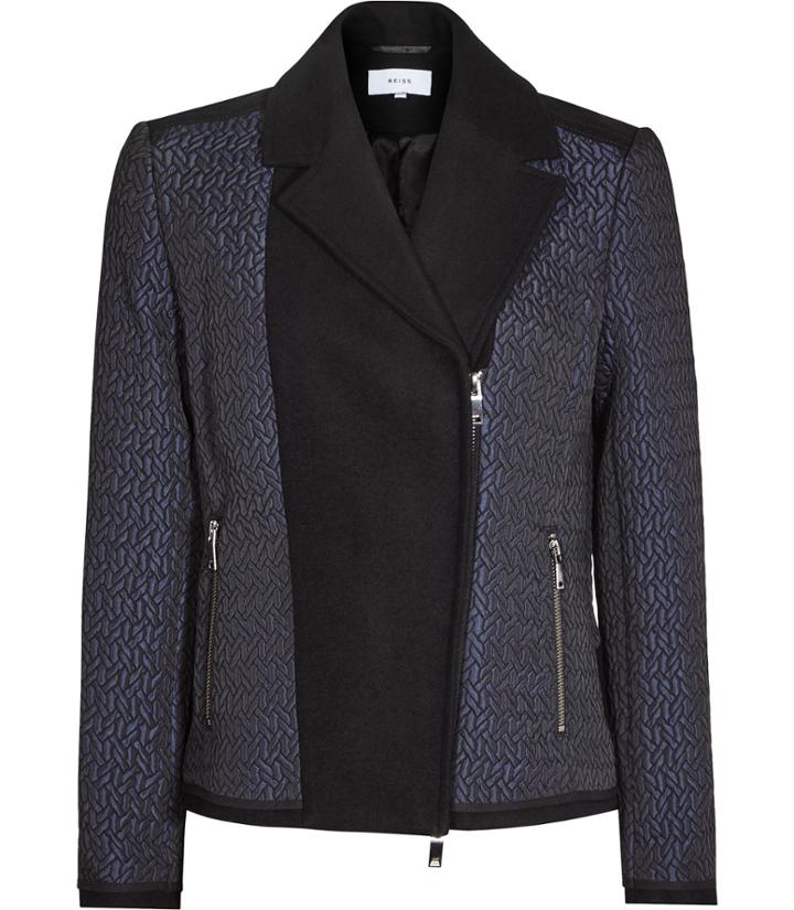 Reiss Seren - Womens Quilted Zip-front Jacket In Blue, Size 4