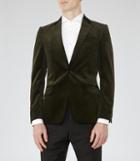 Reiss Mystery - Mens Velvet Blazer In Green, Size 36
