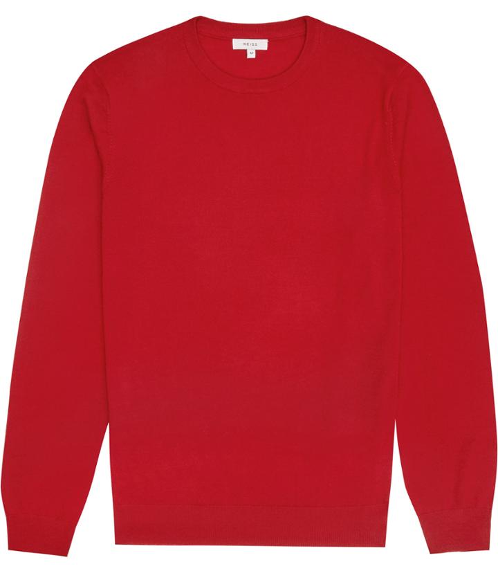 Reiss Hart - Mens Merino Wool Jumper In Red, Size Xs