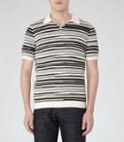 Reiss Metro - Mens Blurred Stripe Polo Shirt In White, Size L