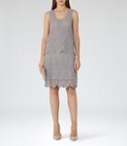 Reiss Leia - Womens Lace Double-tier Dress In Grey, Size 4