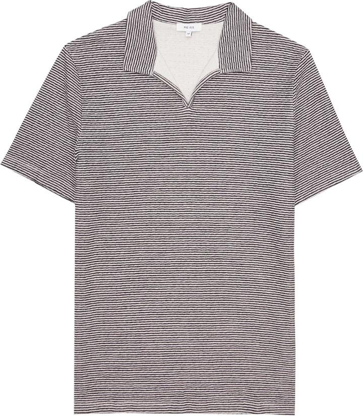 Reiss Bocca - Mens Open Neck Polo Shirt In Blue, Size Xs