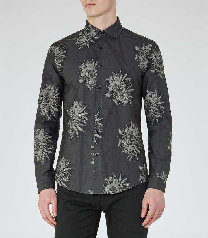 Reiss Nightshade - Mens Floral Print Shirt In Brown, Size M