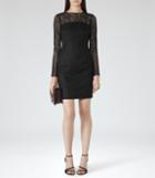 Reiss Celina - Womens Bonded-lace Bodycon Dress In Black, Size 4