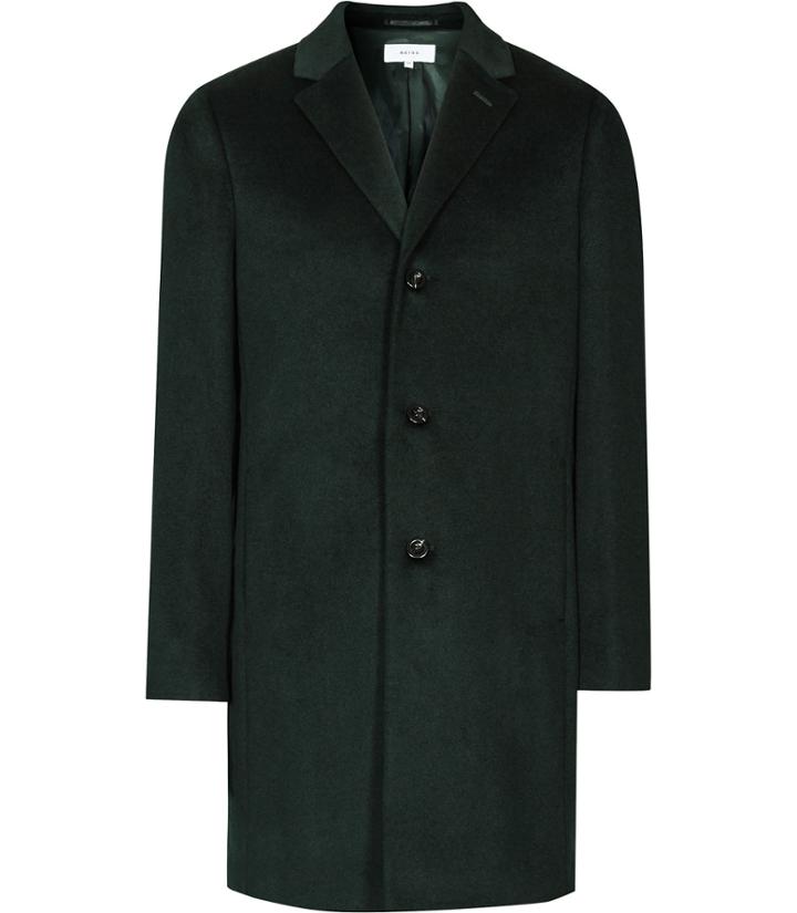 Reiss Angel - Mens Wool Epsom Coat In Green, Size Xs
