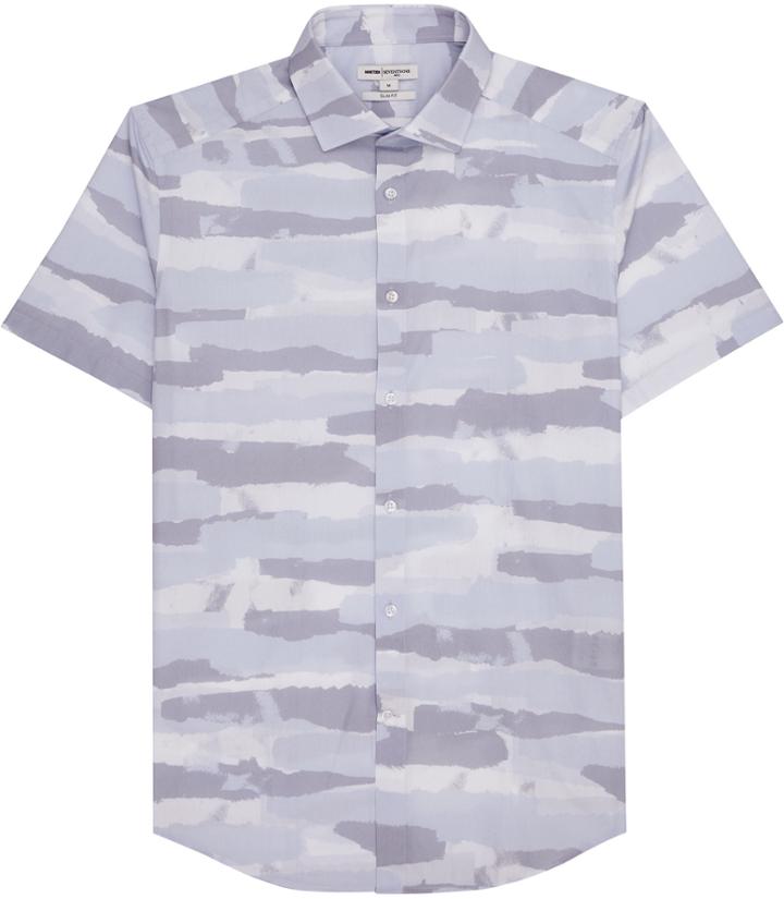 Reiss Glory - Mens Tonal Print Shirt In Blue, Size Xs