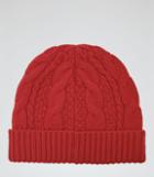 Reiss Nake - Mens Cable Knit Beanie Hat In Red, Size One Size