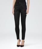Reiss Helvin Snake - Velvet High-rise Skinny Jeans In Black, Womens, Size 24