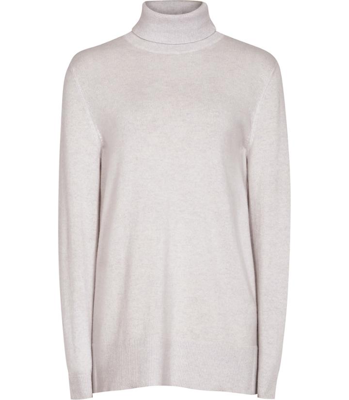 Reiss Ina - Womens Cashmere-blend Roll-neck Jumper In Grey, Size S