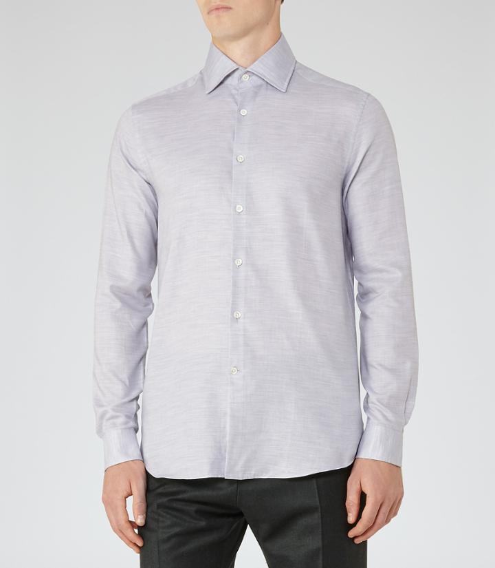 Reiss Pierre - Mens Cotton Shirt In Grey, Size Xs