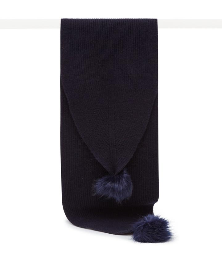 Reiss Merle - Bobble-detail Scarf In Blue, Womens