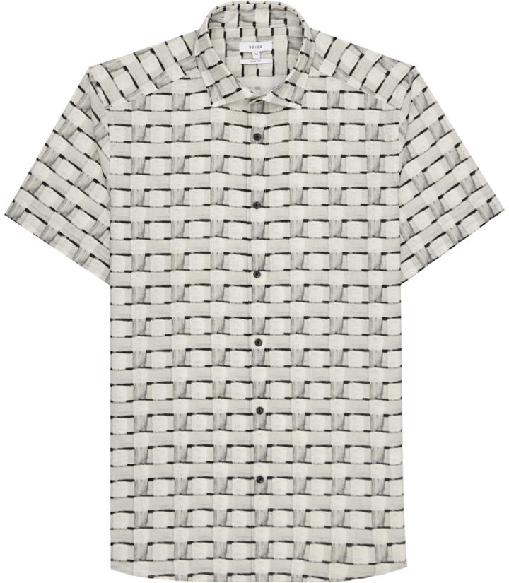 Reiss Tunbridge - Mens Linen Blend Shirt In White, Size Xs
