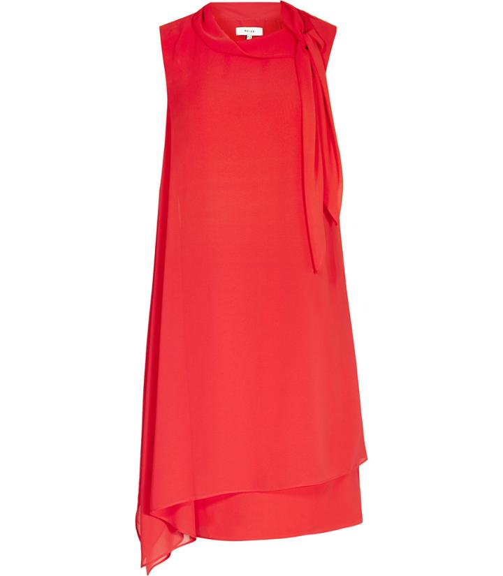 Reiss Aries - Womens Tie-neck Dress In Red, Size 4