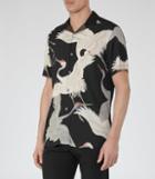 Reiss Gigi - Printed Cuban Collar Shirt In Black, Mens, Size S