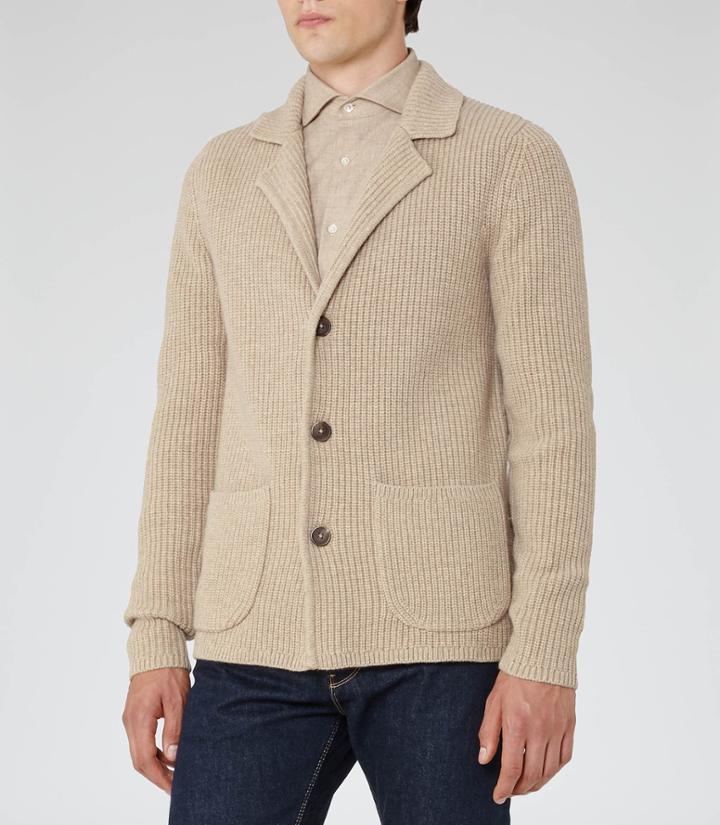 Reiss Iceland - Mens Ribbed Cardigan In Brown, Size M