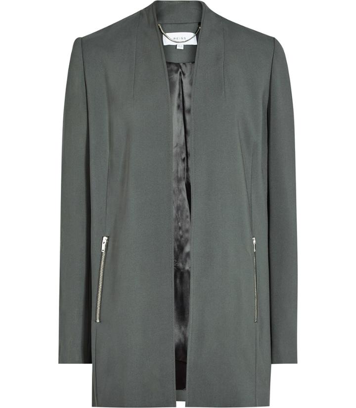 Reiss Joy - Womens Open-front Jacket In Green, Size 6