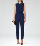 Reiss Leoni - Womens Twist-front Jumpsuit In Blue, Size 4