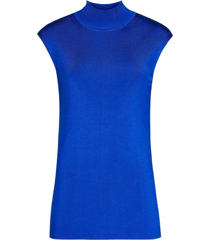 Reiss Gwen - High-neck Knitted Top In Blue, Womens, Size 10