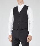 Reiss Gaffer W - Mens Check Weave Waistcoat In Grey, Size 38