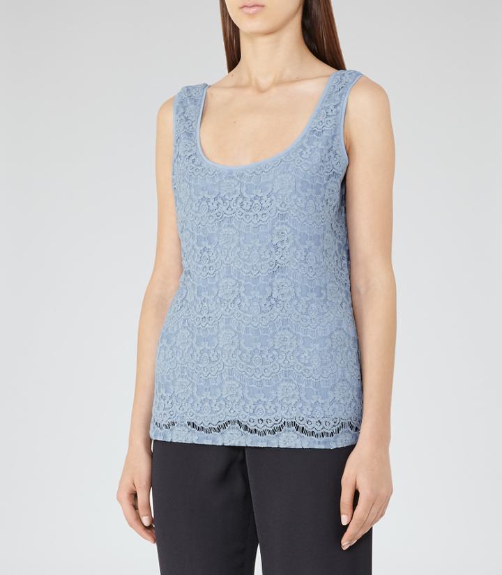 Reiss Joselyn - Womens Lace Tank Top In Blue, Size S