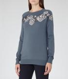 Reiss Amelia - Embroidered Jumper In Blue, Womens, Size Xs