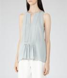 Reiss Leondas - Womens Pleat And Chain Detail Top In Blue, Size 6