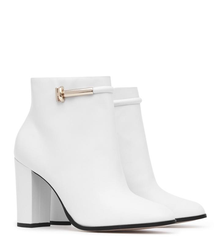 Reiss Zoe - Womens Metal-detail Boots In White, Size 3