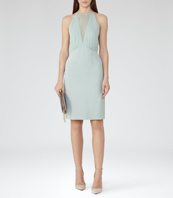 Reiss Kite - Womens Halterneck Dress In Blue, Size 4