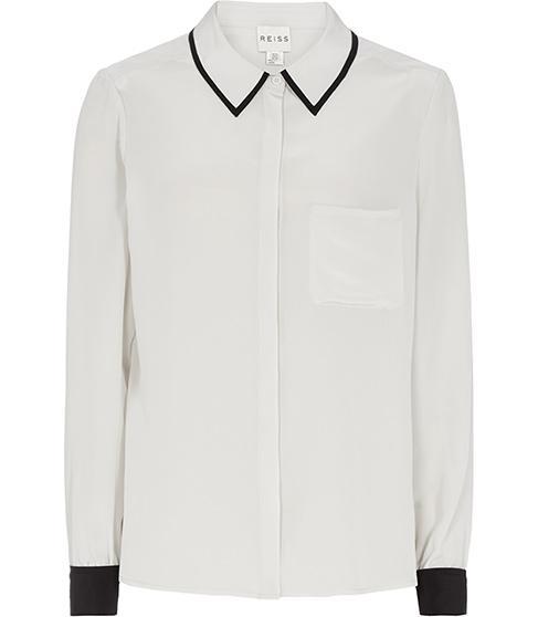 Reiss Pip Contrast Trim Silk Shirt