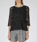 Reiss Lennon - Womens Jacquard Top In Black, Size 6