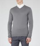 Reiss Emporer - Merino V-neck Jumper In Blue, Mens, Size M